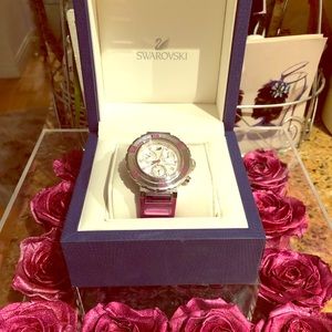 Swarovski Purple Band with Silver Tone Watch